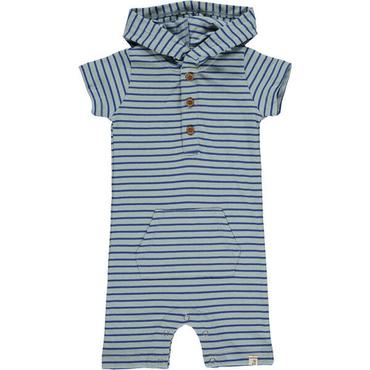 Charlie Hooded Romper - Grey/Royal