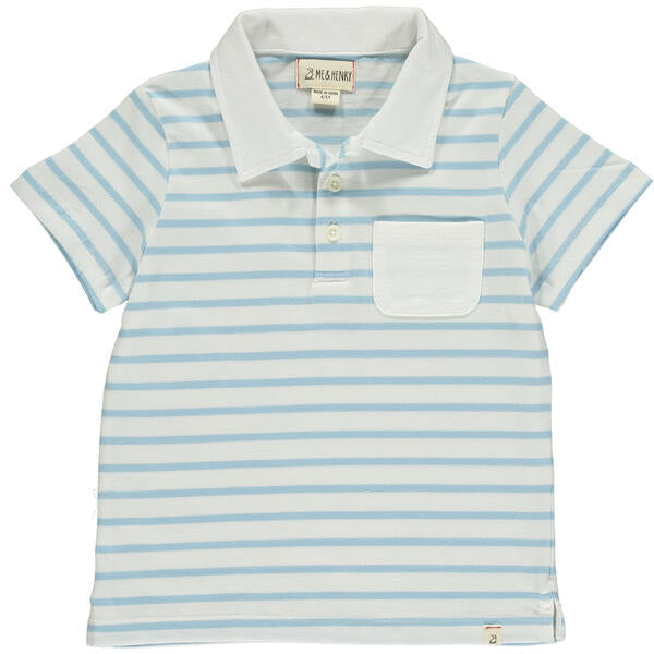 Anchor Pocket Polo - Blue/White