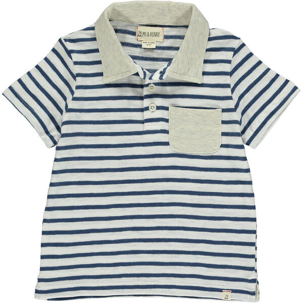 Anchor Pocket Polo - Navy/White