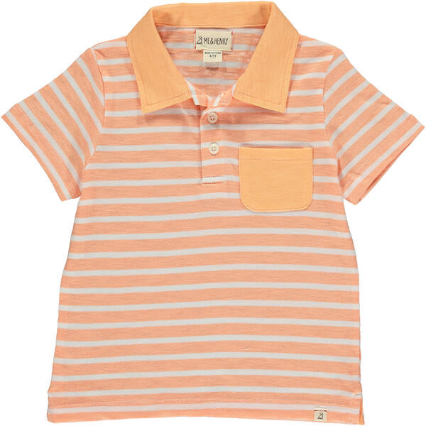 Anchor Pocket Polo - Peach/White