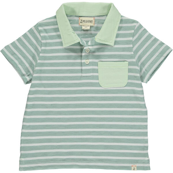 Anchor Pocket Polo - Sage/White