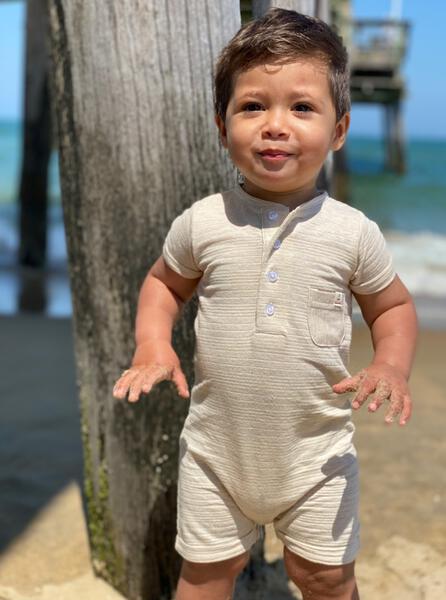 Camborne Henley Romper - Beige