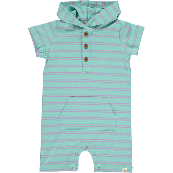 Charlie Hooded Romper - Aqua