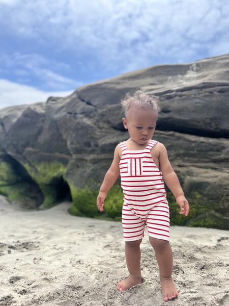 Dandy Overalls - Red/White Stripe