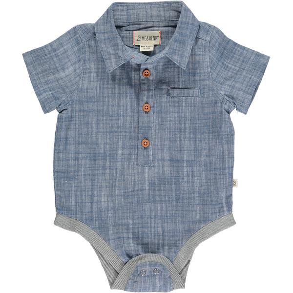 Helford Woven Onesie - Blue Heathered