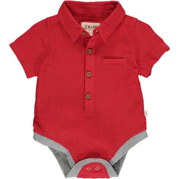 Helford Woven Onesie - Red