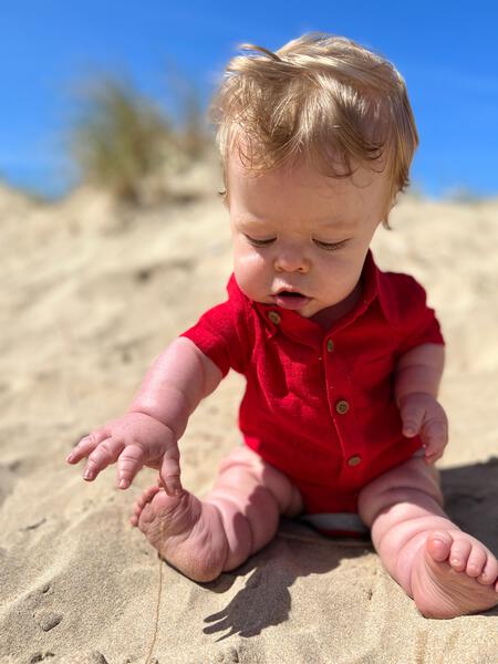 Helford Woven Onesie - Red