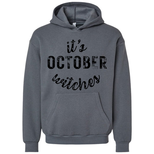 Black It's October Witches Hoodie