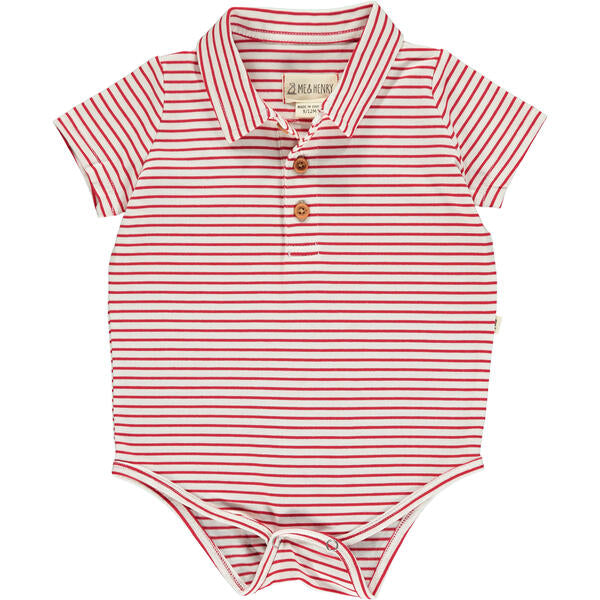 Jetty Polo Onesie - Red/White