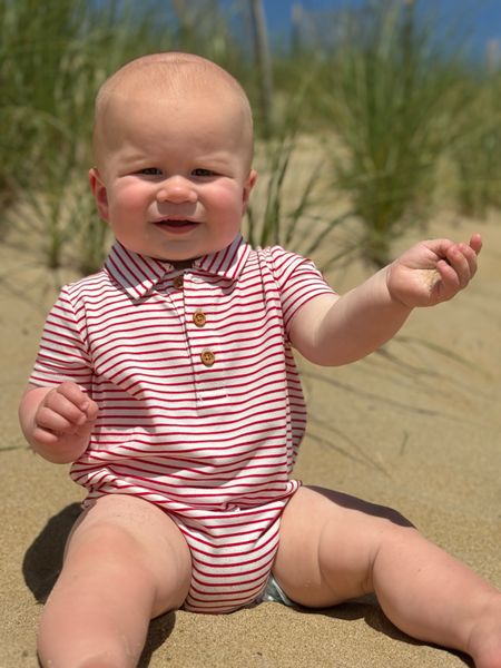 Jetty Polo Onesie - Red/White