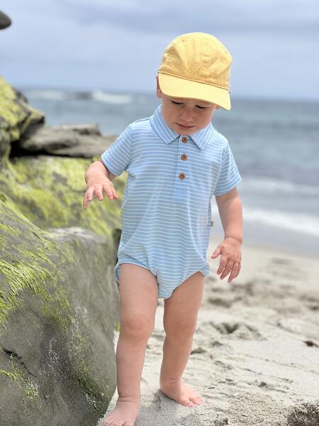 Jetty Polo Onesie - Sky/White