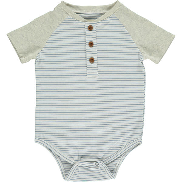 League Henley Onesie - Grey/White/Natural