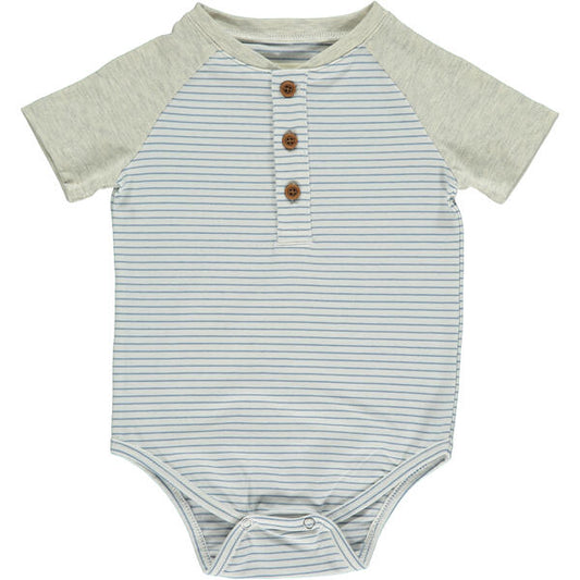 League Henley Onesie - Grey/White/Natural