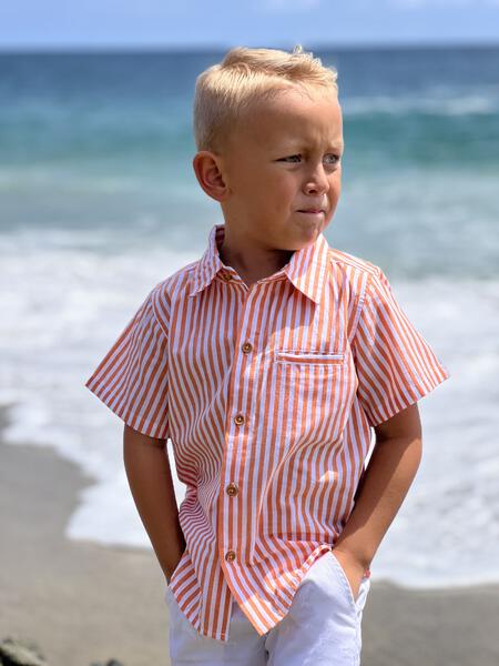 Newport Woven Shirt - Orange/White