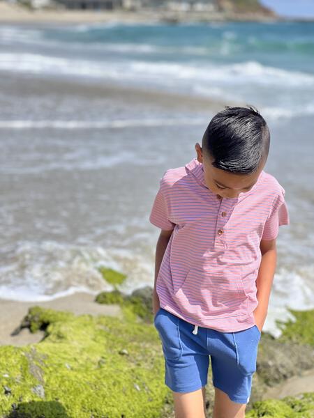 Sennen Hooded Henley - Pink/Blue