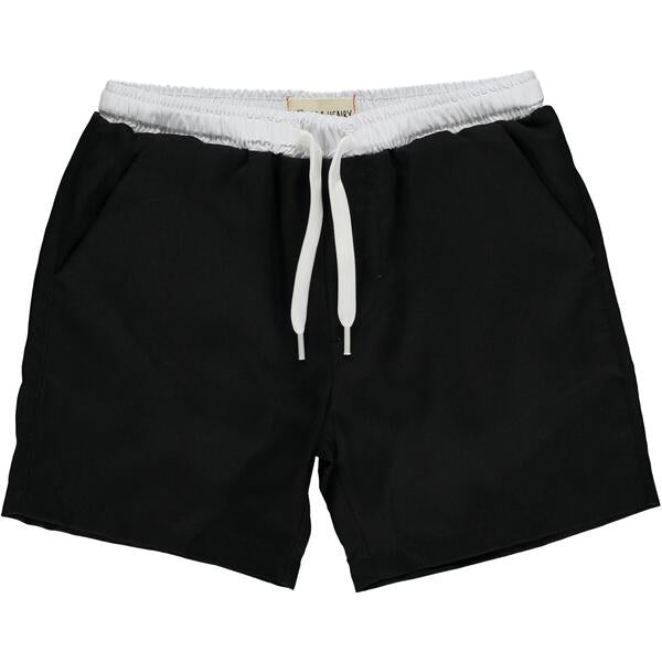 Splash Drawstring Swim Shorts - Black/White