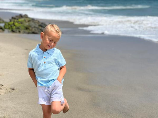 Starboard Stripe Polo - Aqua/Blue